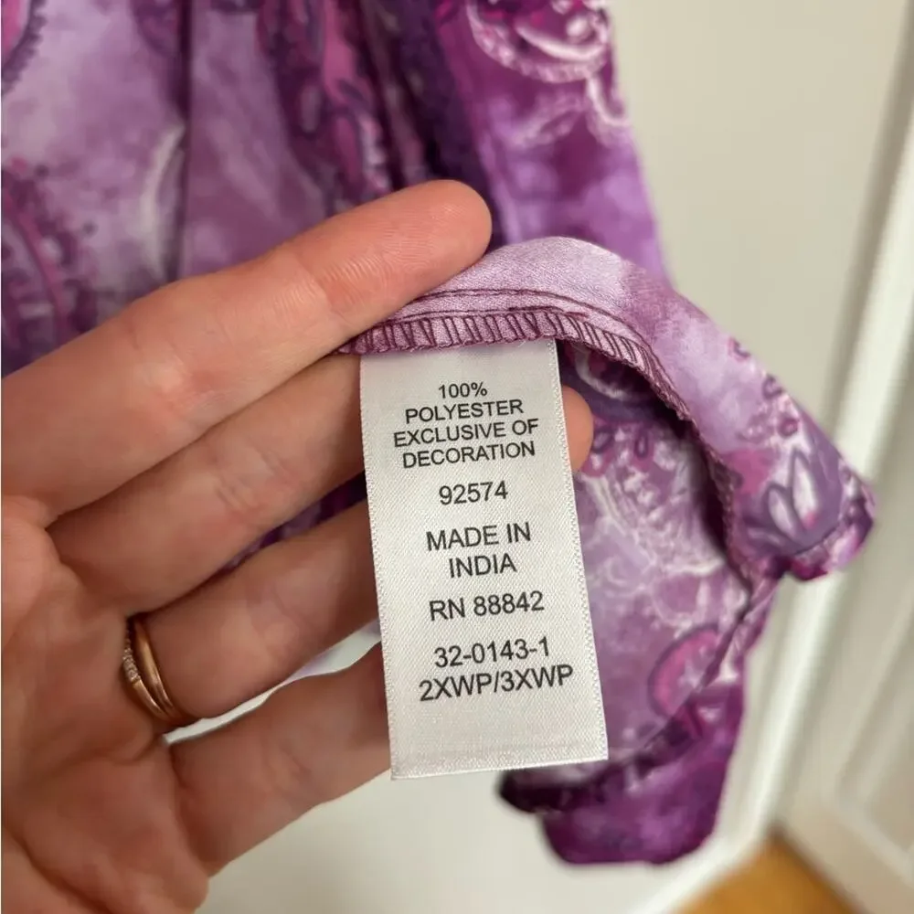 Catherine’s Purple Paisley Kimono Wrap - Size 2/3X Petite